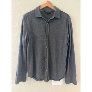 Banana‎ Republic Mens Cotton Wool Blend Micro Dot Button Down Shirt Gray Medium